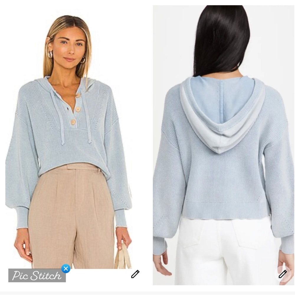 Veronica Beard Ursina Knit Hoodie Blue
